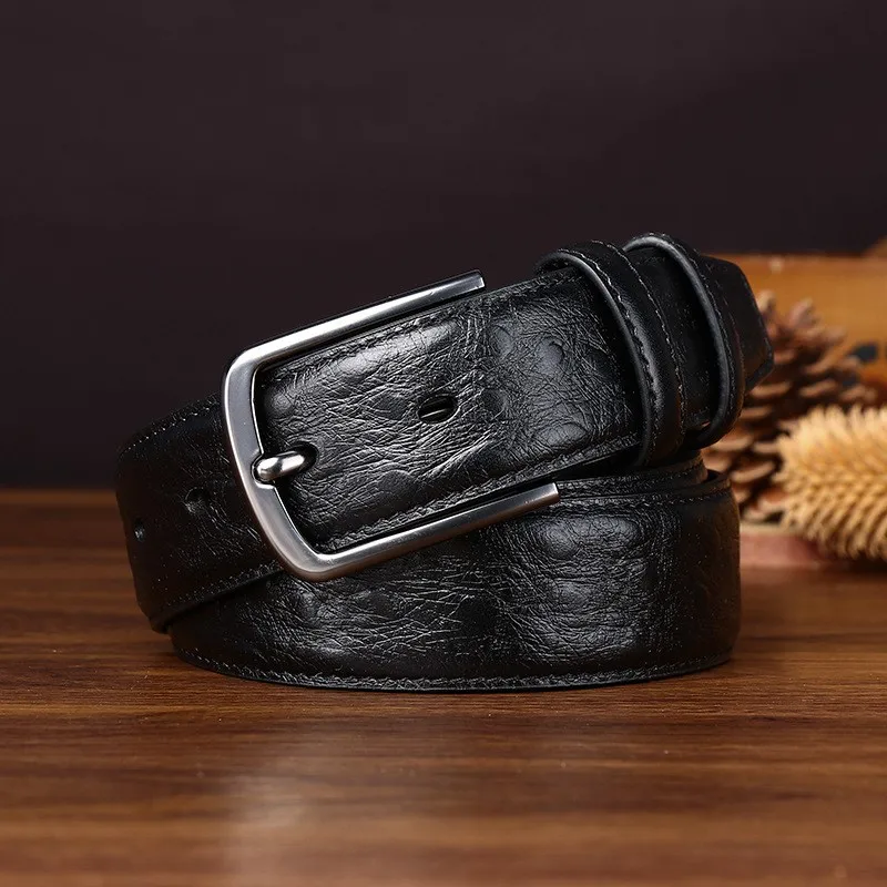 Men's light luxury patterned belt leather pin fashionable formal trousers style