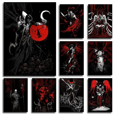 Death Emperor Empress Devil Tarot Poster Video Game_Diablo The Sun Moon Star Tarot Card Canvas Painting Wall Living Room Decor
