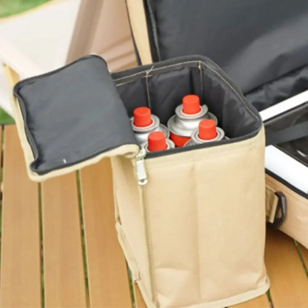 حقيبة تخزين للتخييم في الهواء الطلق ، طبقات مزدوجة ، فرن كاسيت متعدد الأغراض ، منظم أسطوانات الغاز ، تخزين مخيم التخييم