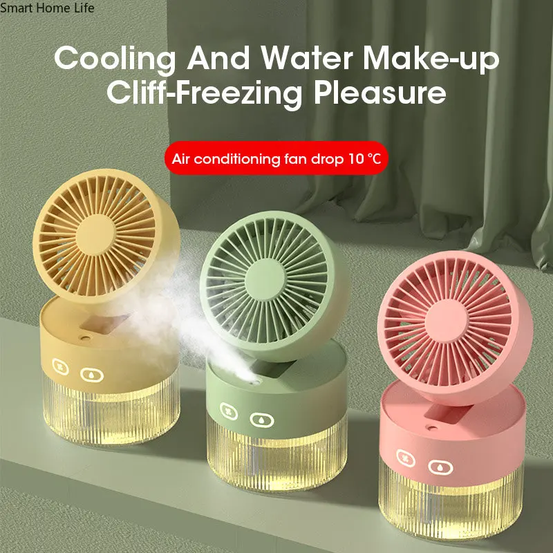 Cooling Appliances Portable Fan Air Humidifier 350ml Water Cooler Table Fan Usb Rechargeable Essential Oil Diffuser Night Light