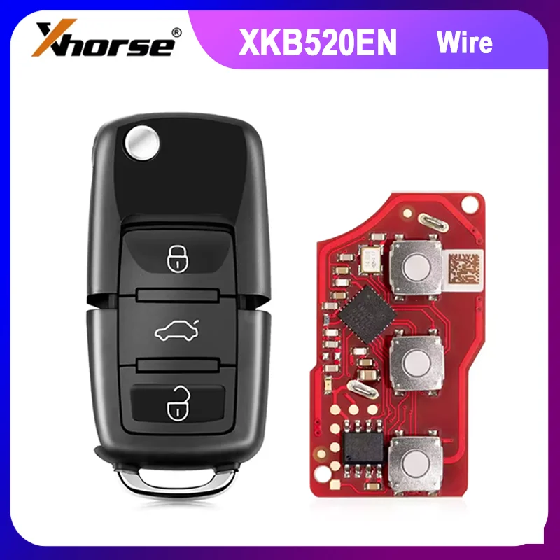 

1/2/5pcs Xhorse XKB520EN Second Generation Replaced of XKB501EN Wire Remote Key for VW B5 Flip 3 Buttons Supports Wire Program