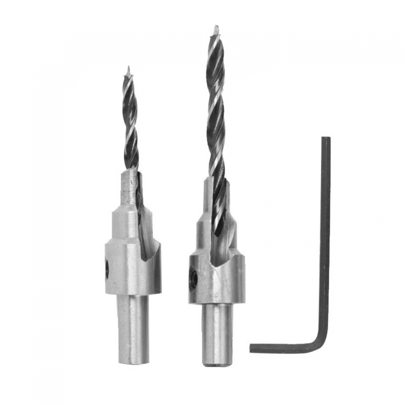 2pcs Self-centering Designed Countersink Drill Bit Set for Woodworking Tool Two-blade Three-step Hole Opener