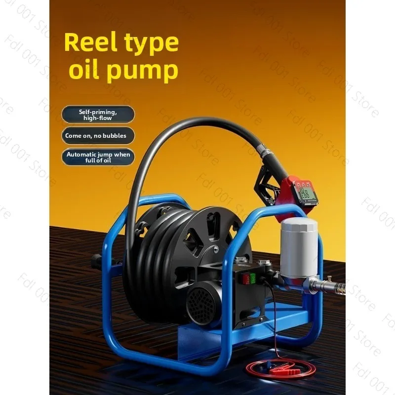 Electric Oil Pump, Diesel 12v24v220V Fuel Dispenser, Vehicle Mounted Small Oil Gun with Metering Pump