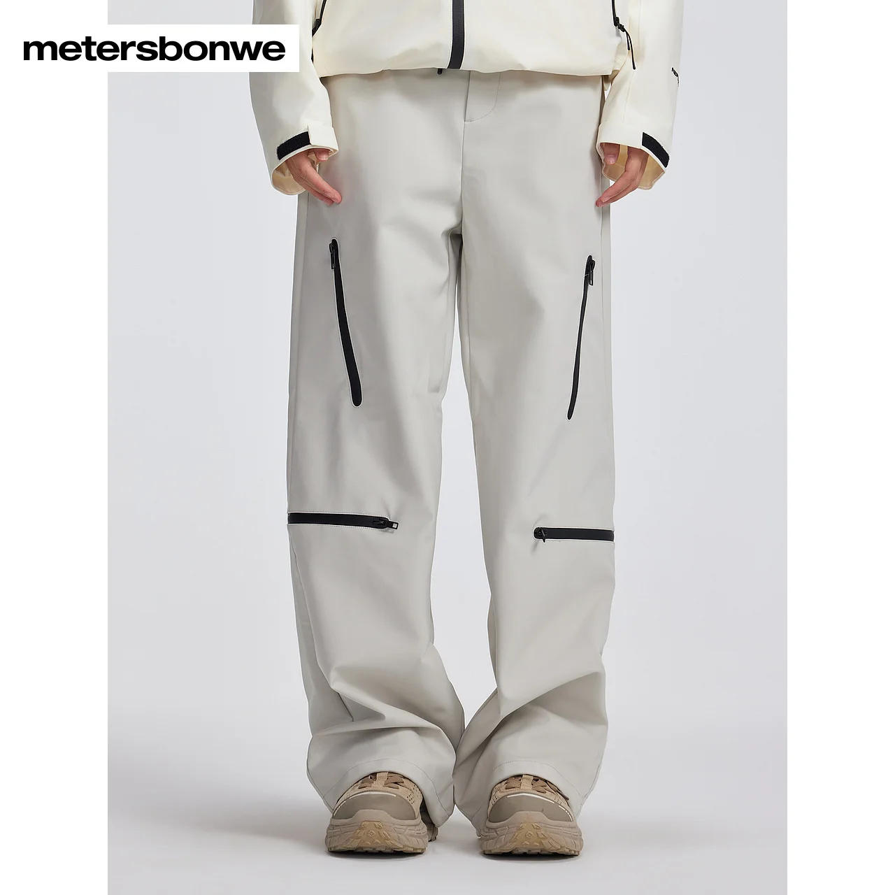 Metersbonwe-Women's Straight Wide Leg Trousers Thick Fleece Fabric Simple Solid Color Pants Sport Casual Outdoor Winter