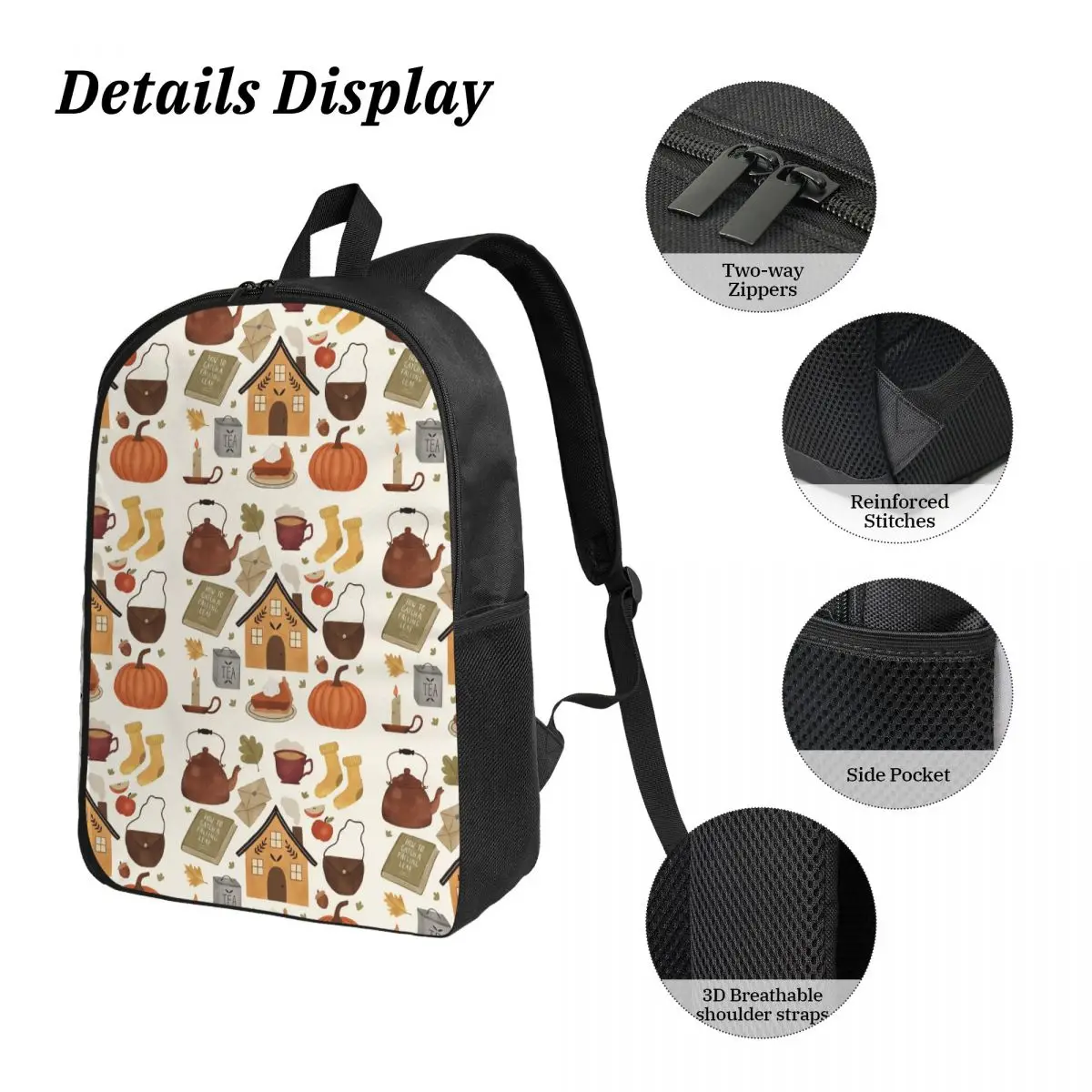 الخريف كوخ أيام على ظهره طالب بنين بنات BookBag حقيبة مدرسية كمبيوتر محمول حقائب كتف 3ps معزول حقيبة الغداء مقلمة