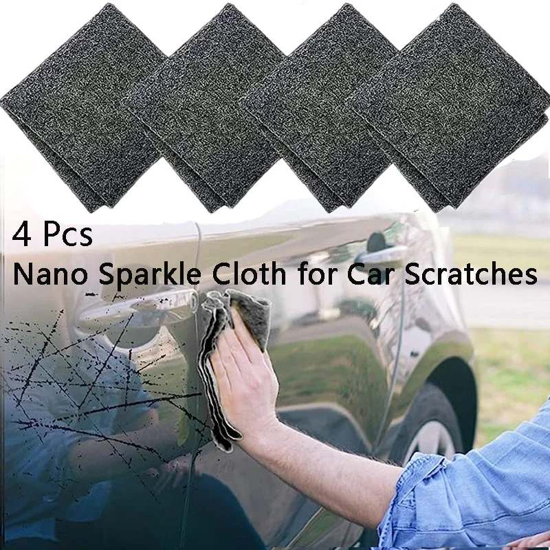 4 PCS Nano Sparkle Cloth for Car Scratches Multifunction Nano Magic Cloth Scratch Remover with Scratch Repair and Water Polishin