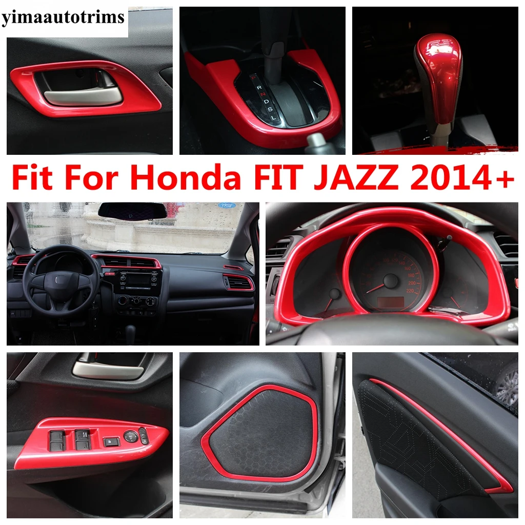 

Speaker / Gear Shift Panel / Dashboard Frame / Window Lift Handle Bowl Cover Trim Red Accessories For Honda FIT JAZZ 2014 - 2020