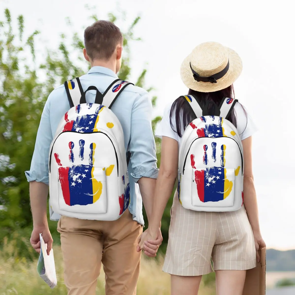 Hand Venezuela Flag Palm Student Backpack School Bag Hiking Travel Daypack for Boys Girls Fashion Bookbag Shoulder Bags
