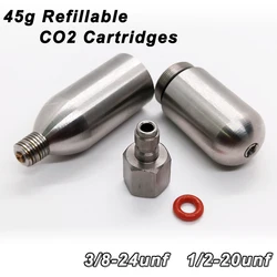 Capsules de CO2 rechargeables à haute pression, 45g, pour kayak, gilet de sauvetage, gonflables, pour réparation de piscine, airsoft