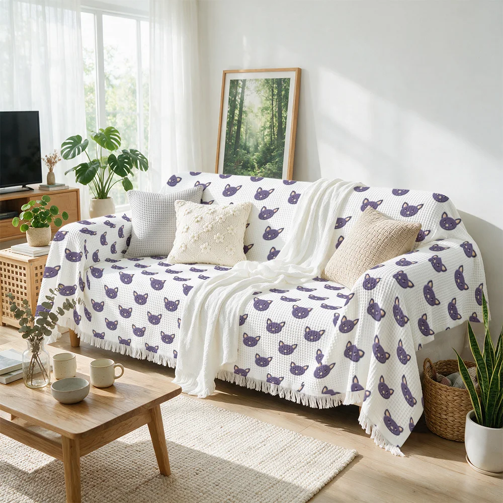 Adorable Puppy Pattern Throw Blanket for Sofa Couch Living Room Decor Cozy Knit Accent Throw Cover Pet Bedding
