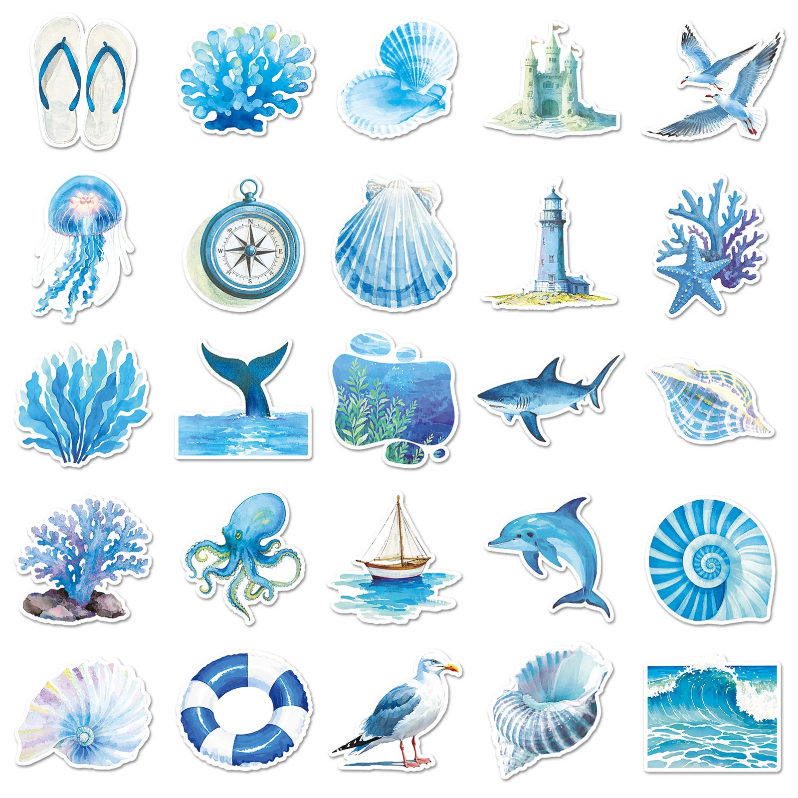 50PCS Blau Ozean Aufkleber DIY Geschenk Lustige INS Graffiti Cartoon Dekoration Gepäck Laptop Gitarre Fahrrad Skateboard Cartoon Aufkleber