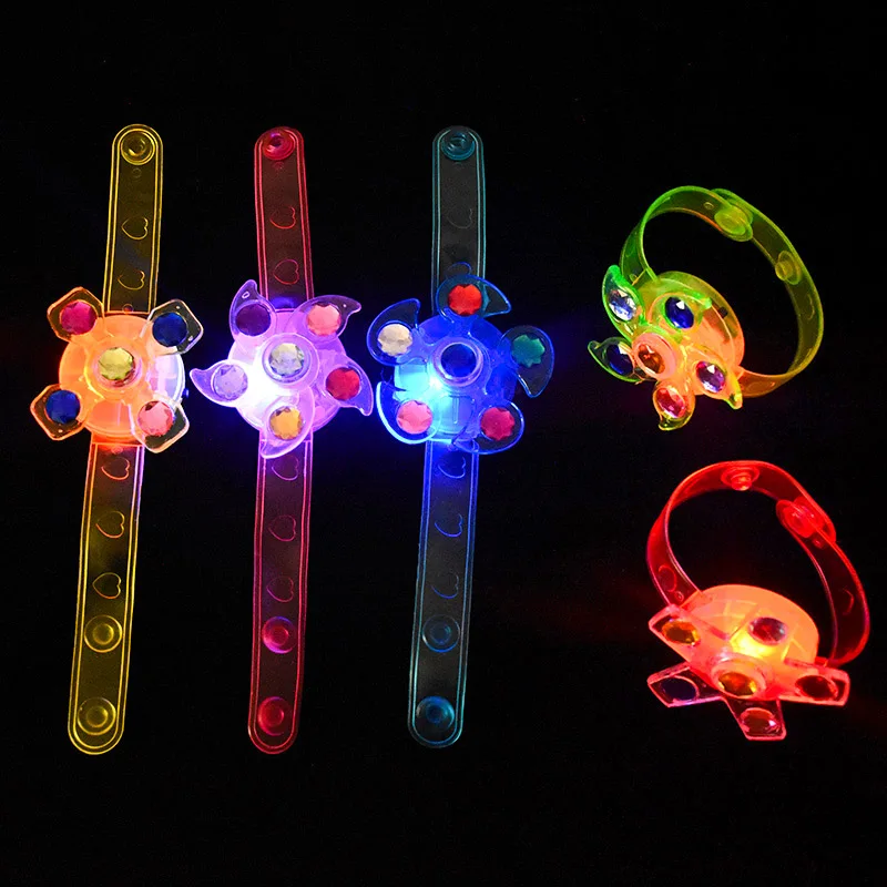 5pcs Kid's Glow Watch LED Light Fidget Spinner Toys Glow In The Dark Luminous Party Supplies Favor Gift