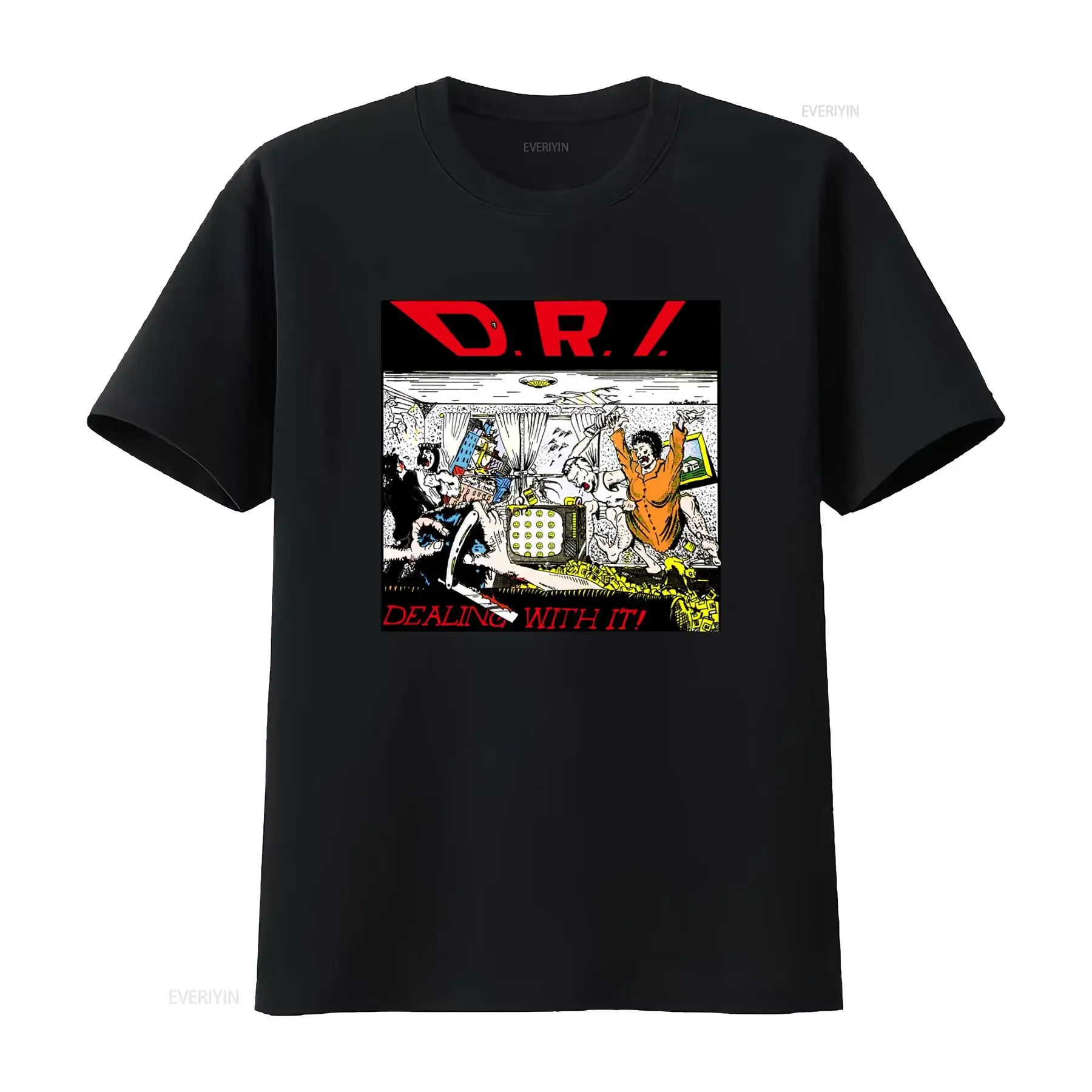 80s DRI Punk Rock T Shirt Dirty Rotten Imbeciles Dealing With It Design Medium Size vintage Washed Stretched designer clothes