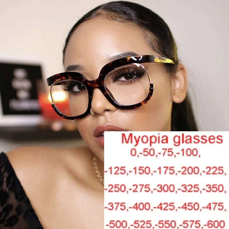 

Fashion Oversized Square Rainbow Myopia Glasses Women Men Luxury Brand Large Frame nearsightedness Eyeglasses