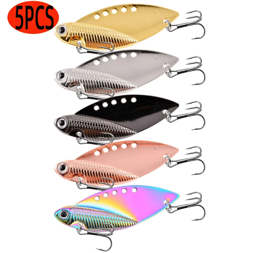 5PCS Fishing Bait Metal VIB Lures 7-20g Artificial Bait Minnow Lure Hard Wobbler Crankbait Jig Perch Carp Fishing Tackle Tool