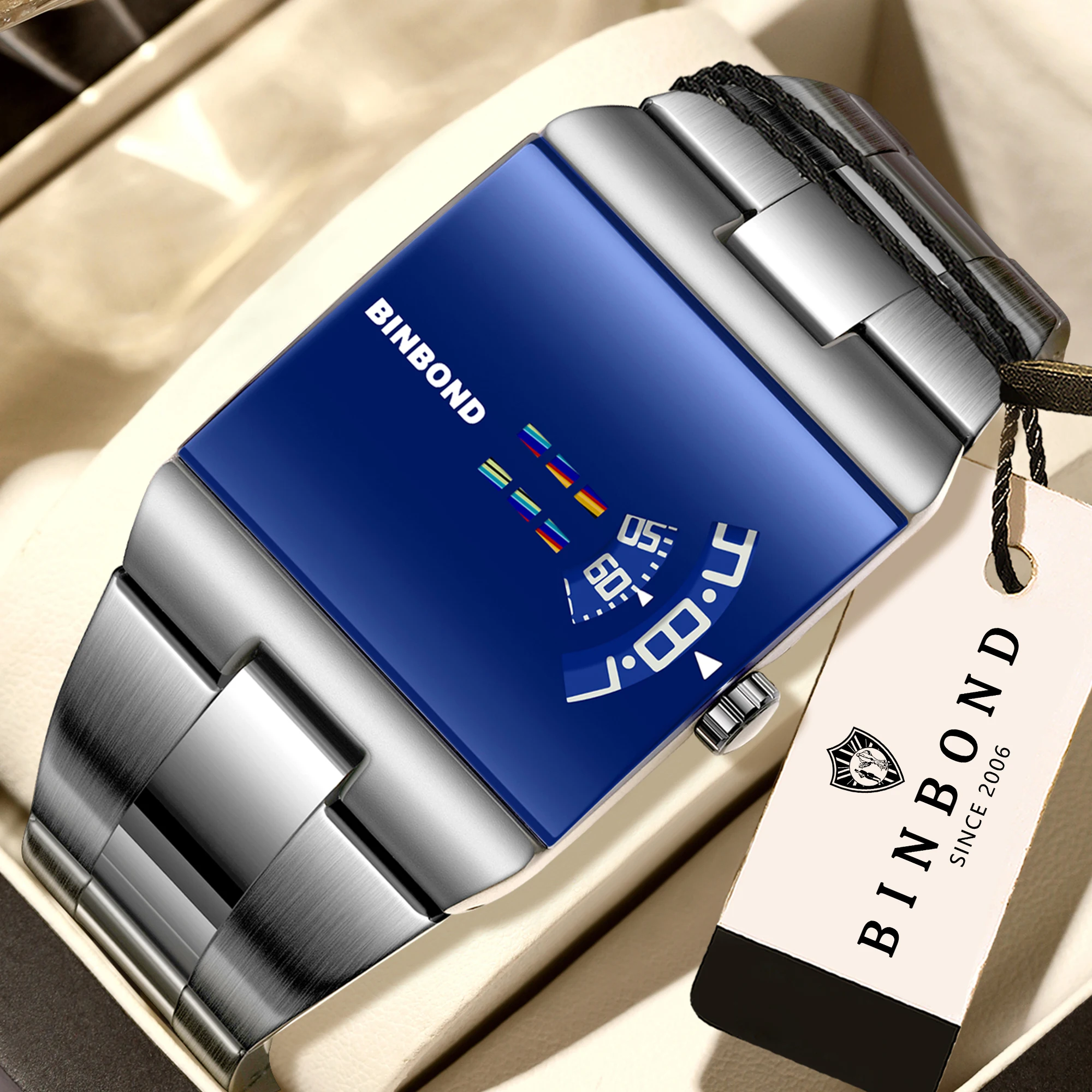 BINBOND Original Design Wasserdichte Herrenuhr Präzise Quarzuhren für Herren Luxuriöse Robuste Sportarmbanduhren Casual Reloj