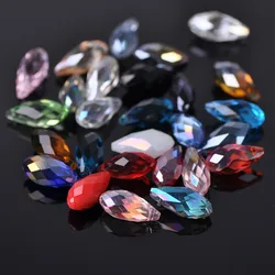 6mm 8mm 10mm Pure Color & Plated Teardrop Faceted Crystal Glass Top Drilled Pendant Drops Loose Beads For Jewelry Making DIY