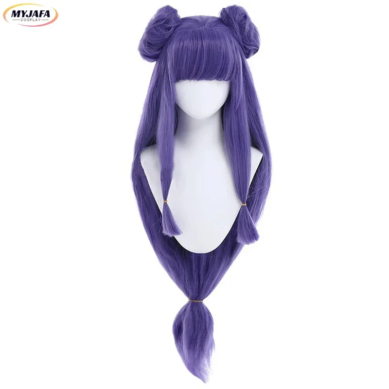 

2025 12 Shampoo Anime 1/2 Cosplay Ranma Nibun-no-Ichi Purple Long Buns Heat Resistant Synthetic Hair Wigs + Wig Ca