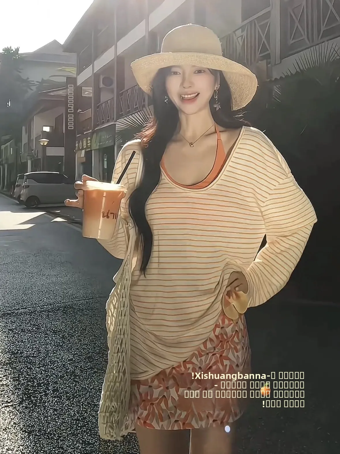 T-shirt long rétro coréen pour femme, style décontracté, superposition, col en U, tendance, surdimensionné, pour le printemps