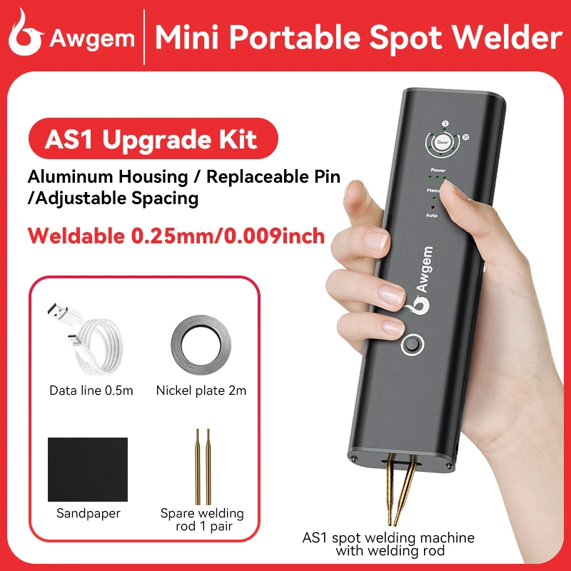Awgem Portable Spot Welder DIY Handheld Spot Welding Machine 11 Gears Adjustable Spot Welding for 18650 Lithium Battery