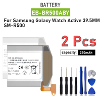 2Pcs 2025 Years Replacement Battery EB-BR500ABU For Samsung Galaxy Watch Active SM-R500 Rechargeable Battery 236mAh + Free Tools
