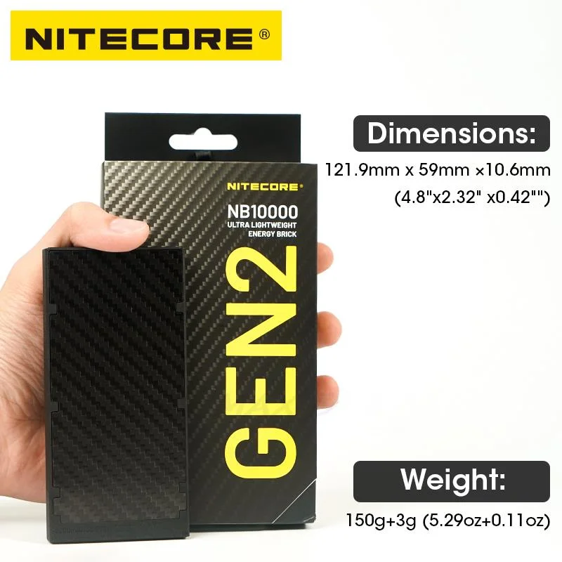 NITECORE-Banco de energía móvil NB10000, batería portátil de 10000mAh, fibra de carbono PD/QC3.0, 20W, carga rápida, para iPhone y Huawei