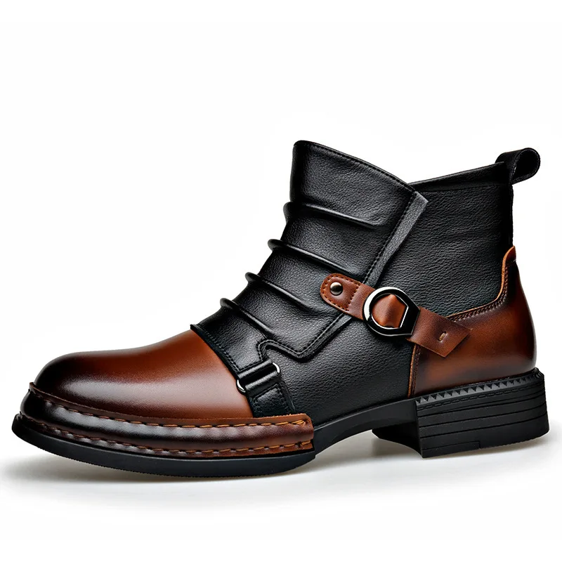 Autumn Winter Retro Ankle Boots for Men Fashion Casual Size Zipper Motorcycle Boots Man New Designer Warm Platform Shoes Male view 5