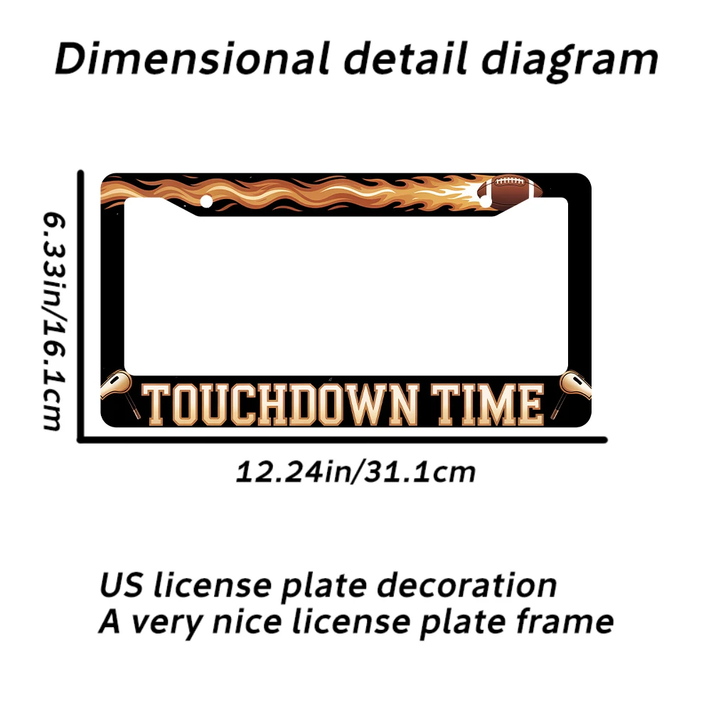 1 قطعة كرة القدم باللونين الأسود والذهبي نمط لهب 2 حفرة إطار لوحة الترخيص ، مادة الألومنيوم ، 6x12 بوصة ، مع طقم مسامير ، ريترو نوفمبر
