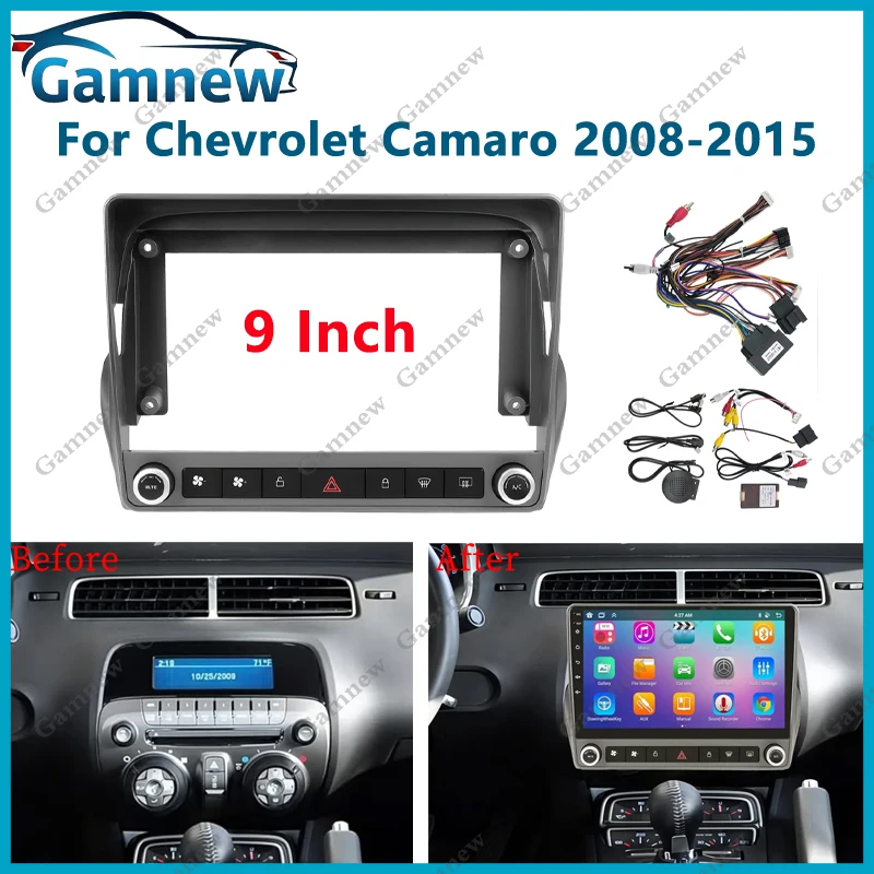 

9 Inch Car Stereo Dash Radio Fascia Canbus Box Panel Frame Double Din For Chevrolet Camaro 2008-2015 Android Kit