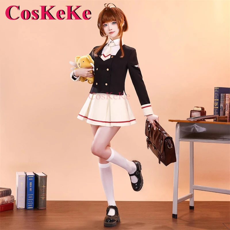 CosKeKe Kinomoto Sakura Cosplay Anime Cardcaptor Sakura Costume Junior JK School Uniforms Activity Party Role Play Clothing New