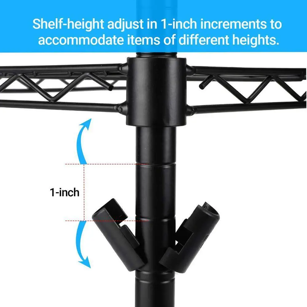 3-layer metal frame with adjustable storage rack on wheels