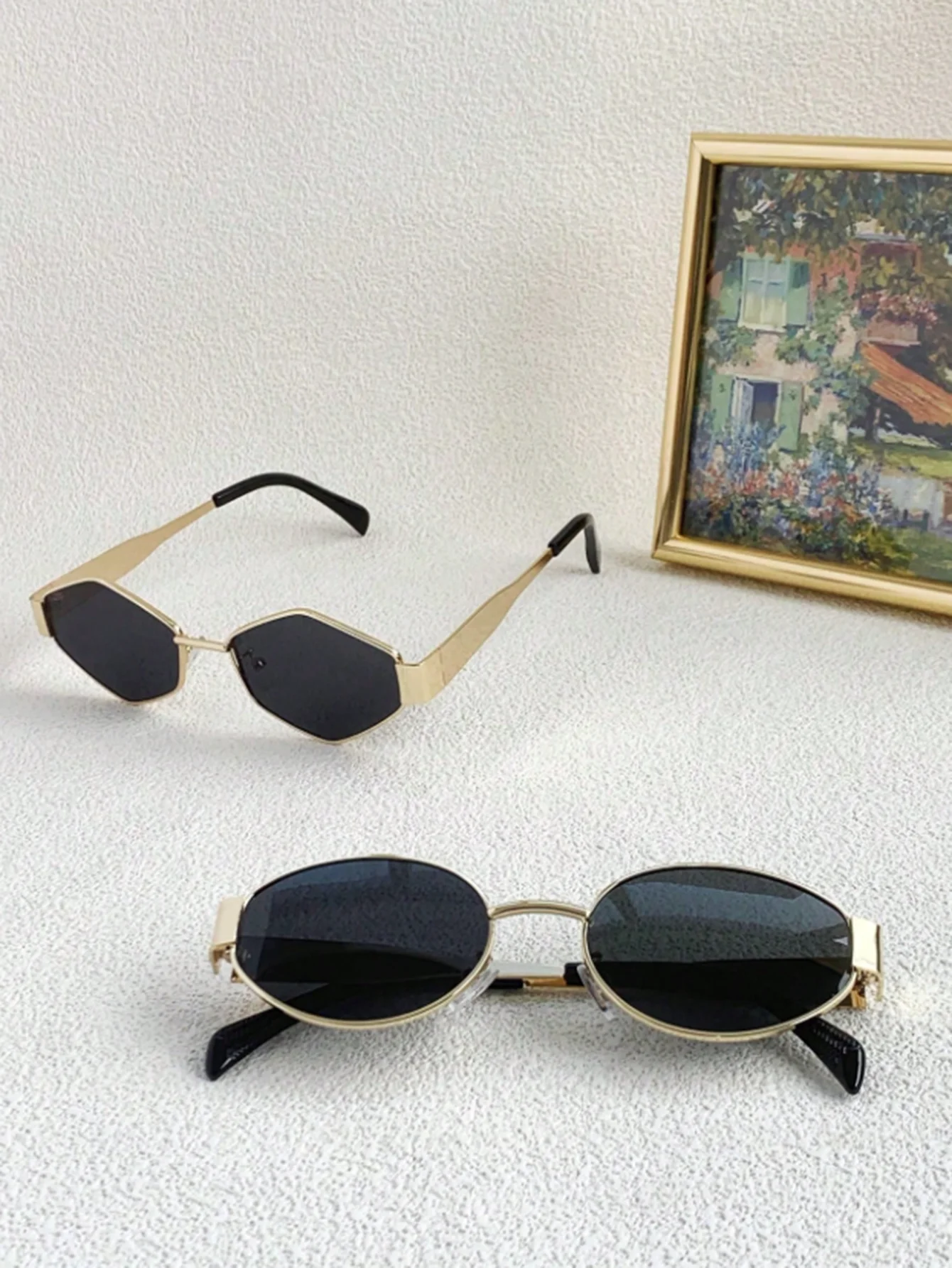 2Pcs Fashionable Oval/Diamond Frame Women's Glasses Set - Durable Pc Lenses, Daily Casual Wear Accessories