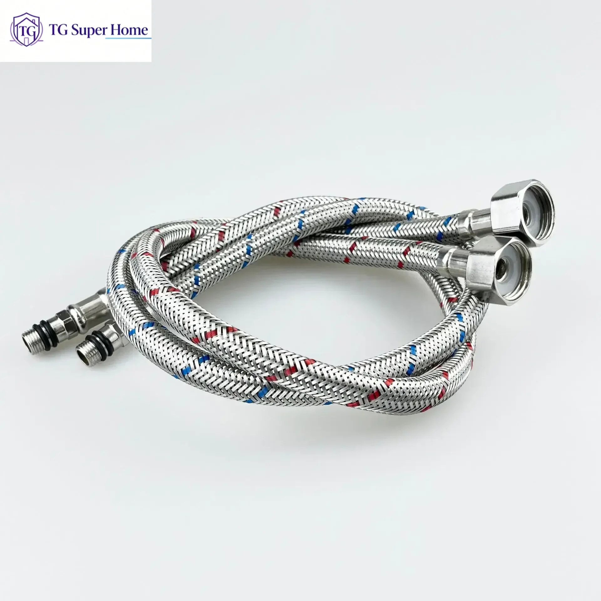 304 stainless steel braided single head kitchen pull-out vegetable basin hot and cold faucet water inlet hose