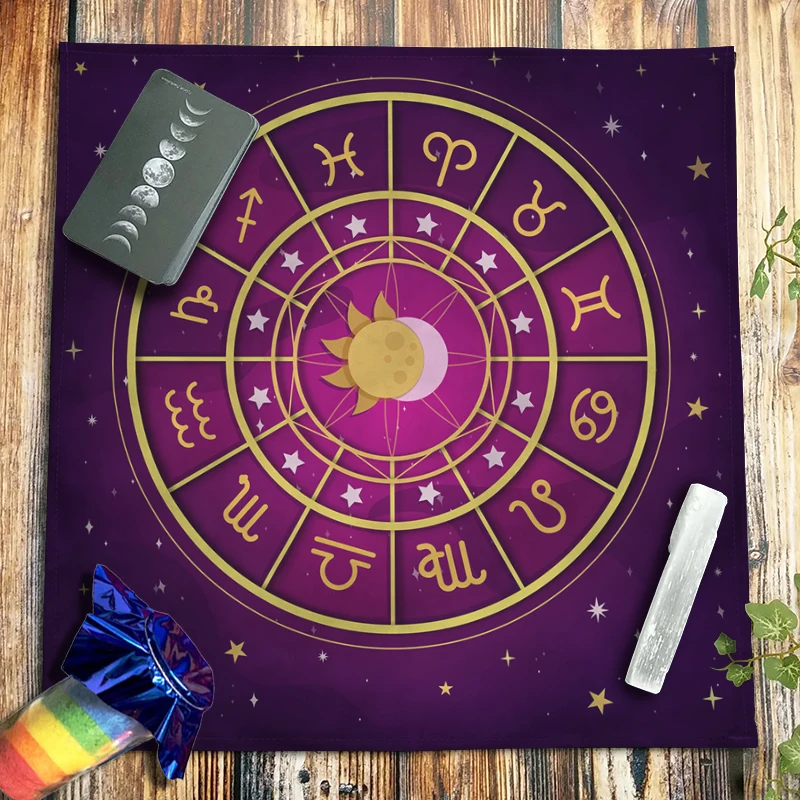 Sun Moon Star Constellations Tarot Tablecloth Celtic Sacred Geometry Altar Cloth Pagan Witchcraft Astrology Oracle Cards Pads