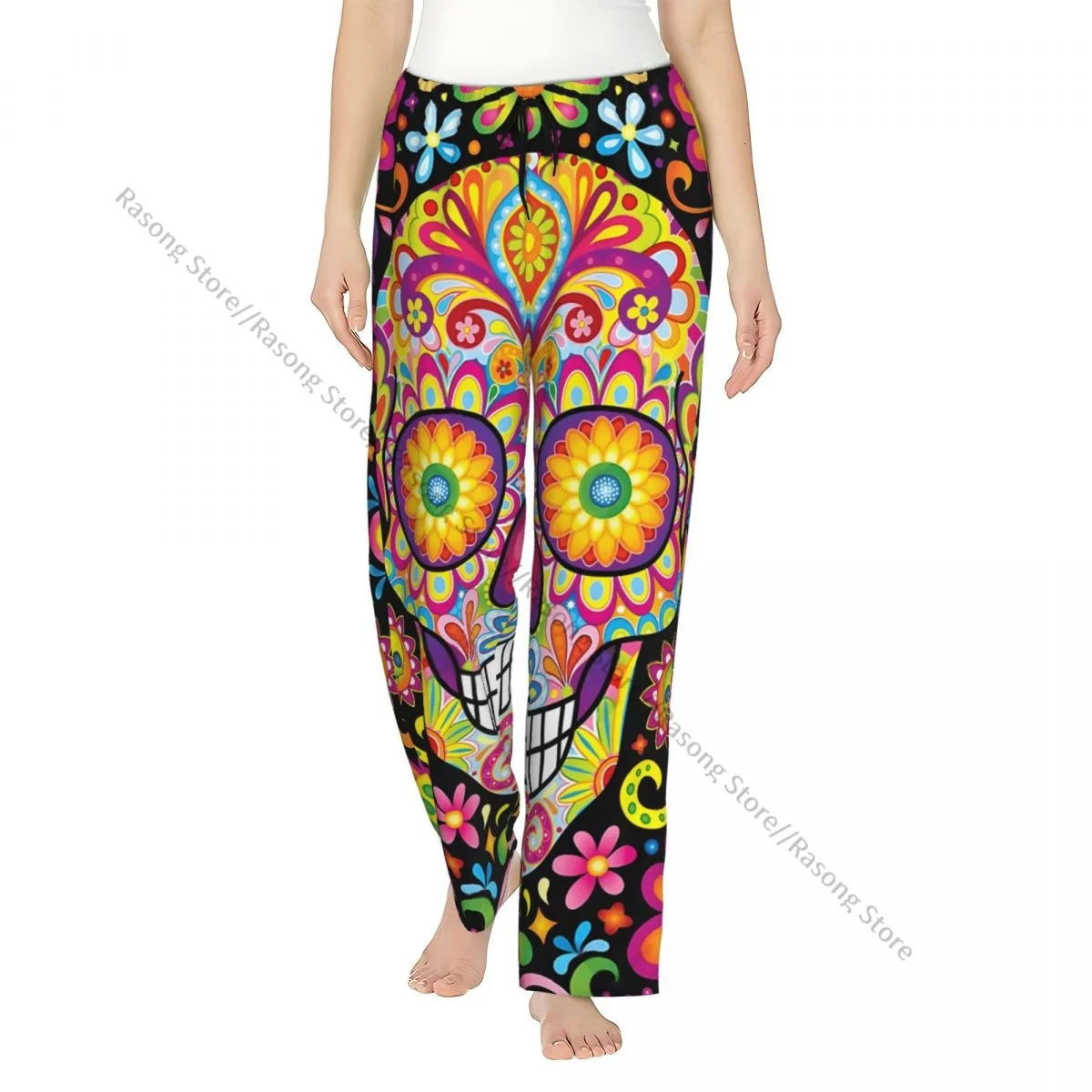 

Women Lounge Pants Soft Mexican Sugar Skull Day Of The Dead Pajama Pants Winter Sleepwear