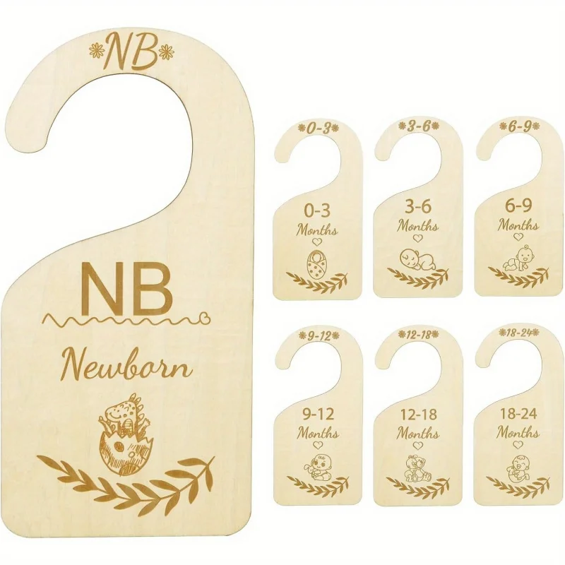 7pcs Wood Baby Closet Dividers, Clothing Organizer for Newbo