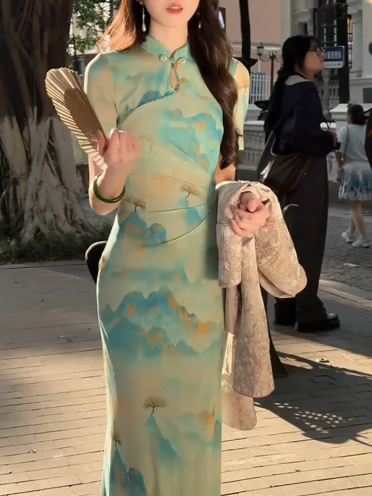 

Новая китайская макси-платье с цветочным принтом, женская модная летняя длинная юбка больших размеров, утягивающая корейская юбка