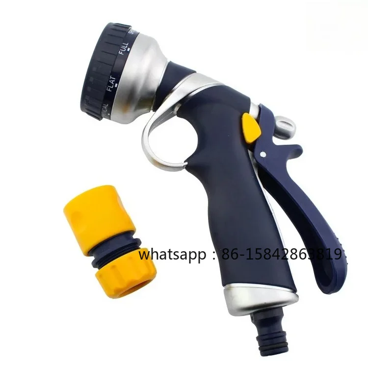 Zinc alloy water gun, multi-functional adjustable splash car wash water gun garden watering with connector RC-2072