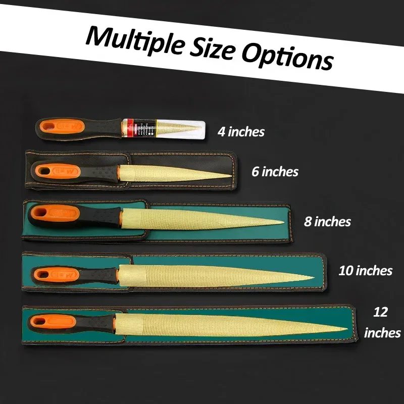 1 قطعة ملف الخشب النجارة الذهبي مدبب عرموش باستارد للخشب والجلود البلاستيك أدوات يدوية مقبض مطاطي مع غطاء قماش مجاني #3