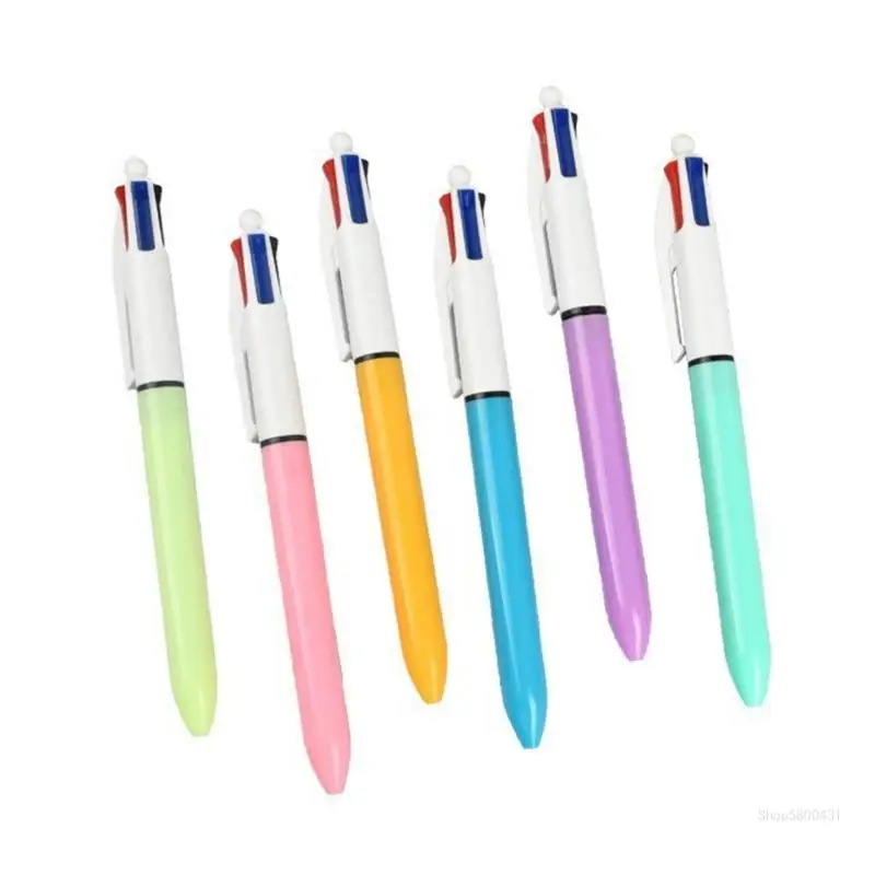 

6 Pcs 1.0mm Shuttle Pen 4 in 1 Multicolored Pen Retractable Ballpoint Pen Gift