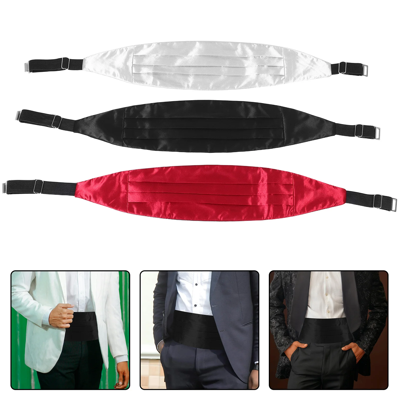 

3pcs Mens Bow Tie Cummerbund Set Adjustable Formal Waistband For Wedding Party Tuxedo Accessory Suit Vest Dress Belt