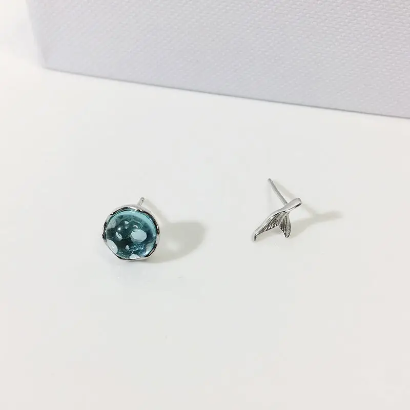 

925 Sterling Silver Fish Tail Crystal Stud Earrings For Women Earring Engagement Elegant Piercing Jewelry Wholesale 2024 Trend