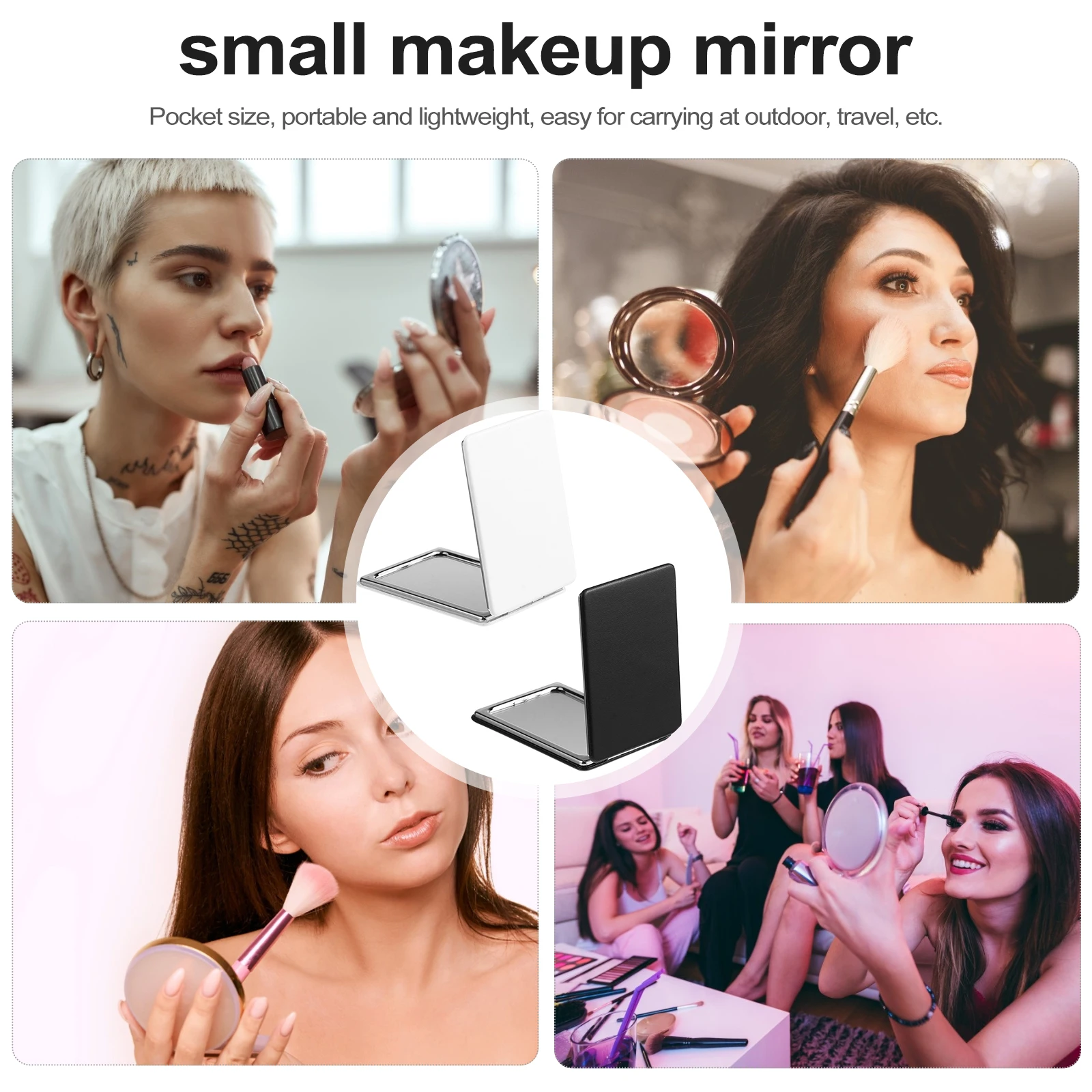 2 個の小さな化粧鏡セットポケットサイズポータブル非変形ミラー旅行ビジネス日常使用ファッショナブルなギフト