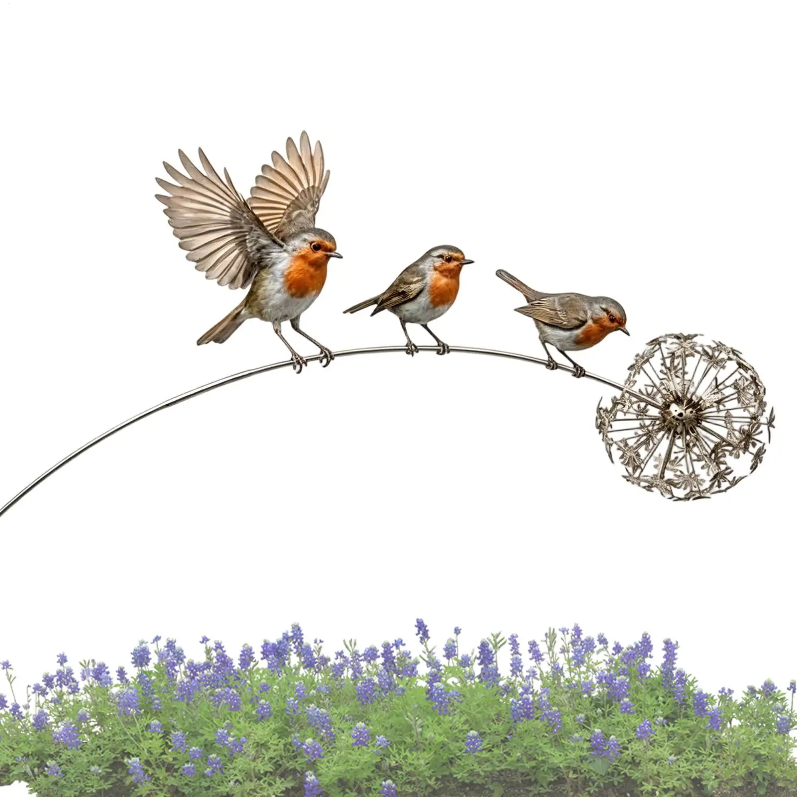 Metal Robin with Stake Memorial Metal Art Sculpture Commemorative Yard Stake for Outdoor Garden Lawn Backyard Patio Porch