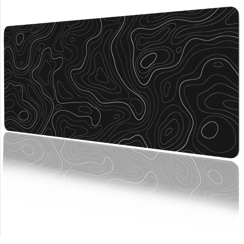 Mouse Pad Black Contour Lines Gamer printon demand Computer Mousepad XXL MousePads Carpet Soft Natural Rubber Office Mice Pad