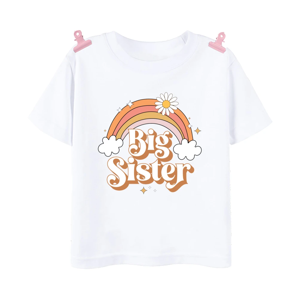 Promoted To Big Sister Printed Baby Announcement Shirt Kids T-Shirt Children Short Sleeve Tops Girls Tee Shirts Summer Clothes