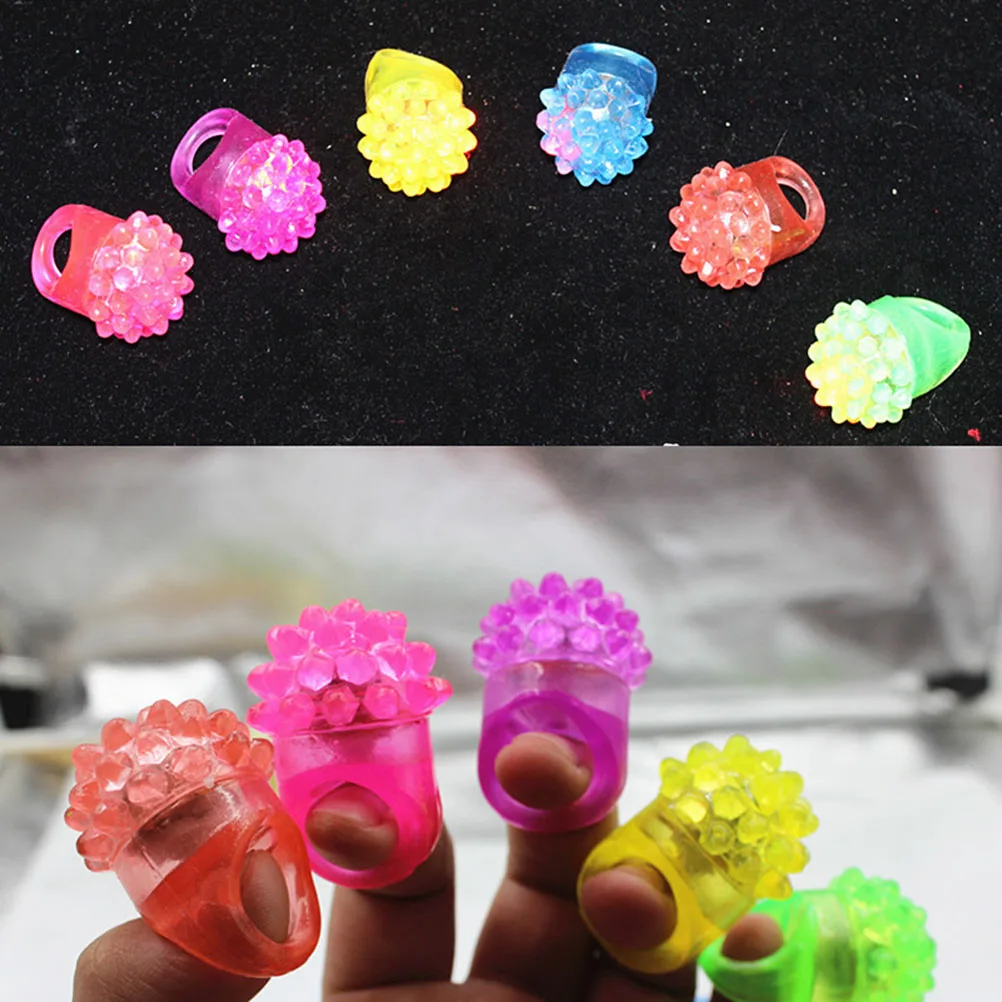 

10 Pcs LED Flashing Jelly Rings Strawberry Soft Rubber Shaped Child The