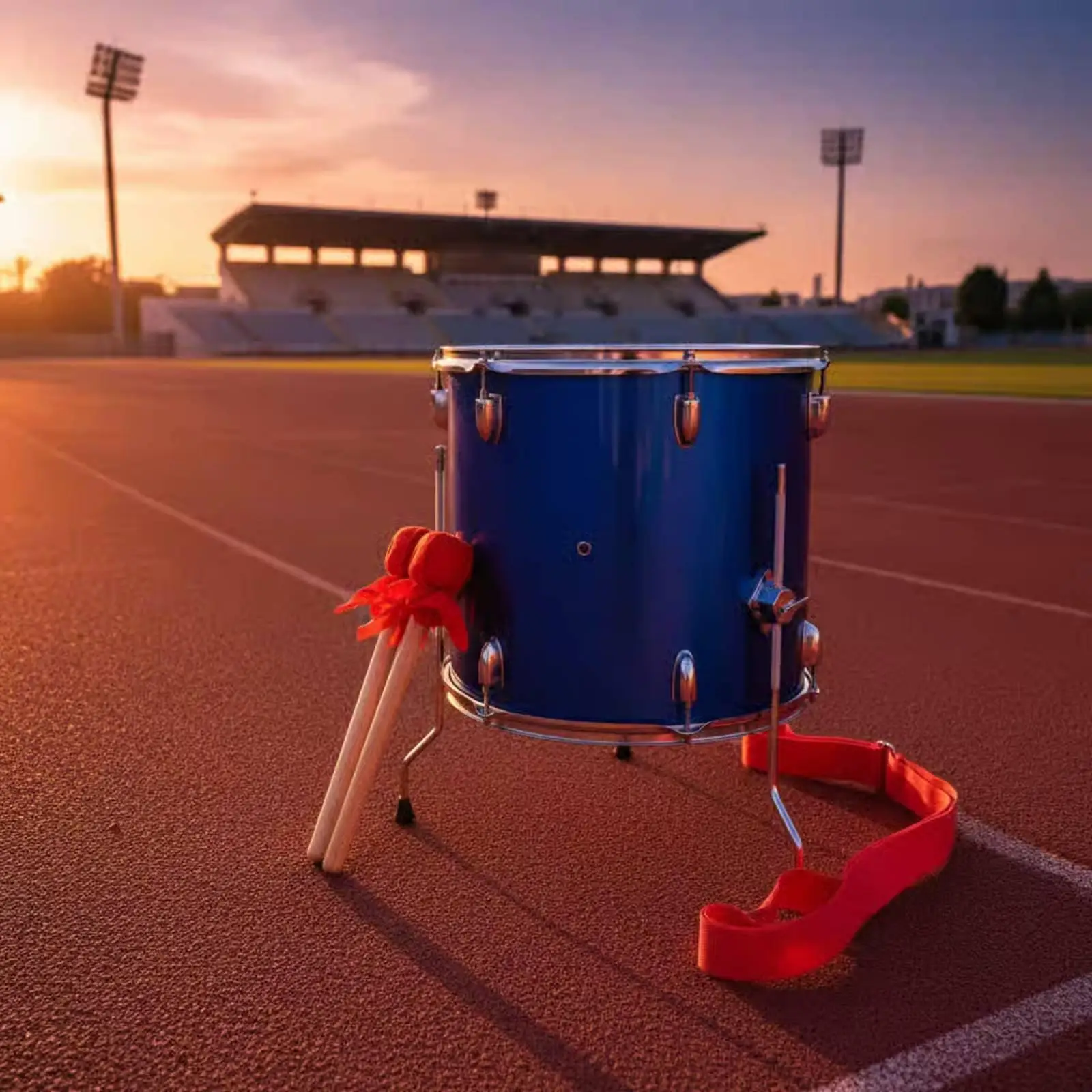 Sports Cheering Drum 16 Inch Compact Drum for Crowd Spirit Event Percussion with Drumsticks and Strap for Stadium Use