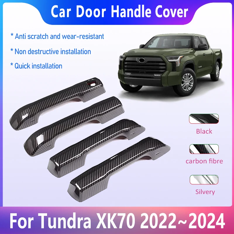 

Carbon Fiber Door Handle Cover For Toyota Tundra XK70 2022 2023 2024 Anti-scratch Exterior Handles Case Sticker Auto Accessories