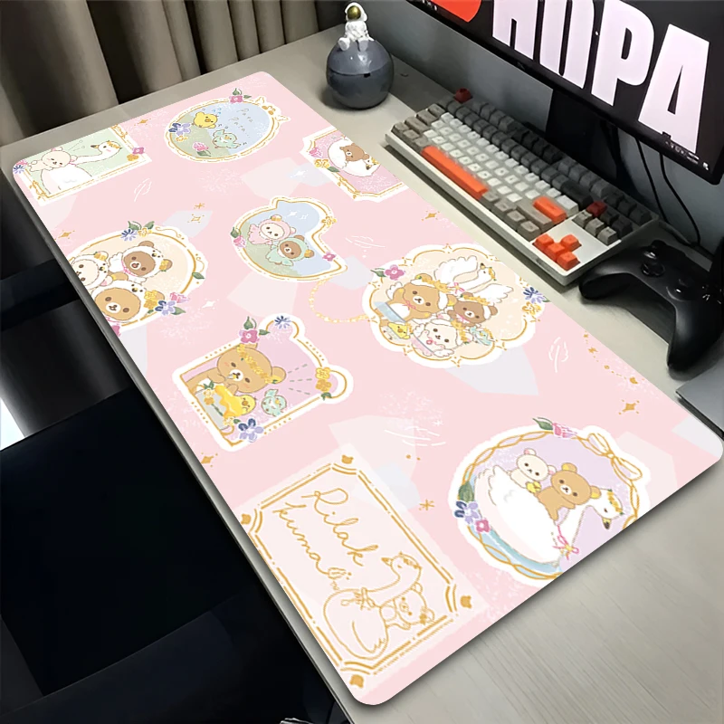 Mouse Pad Computer Gaming Accessories Kawaii Mousepad Rubber Cute Extended Desk Mat Laptop Gamer Keyboard Pad HD R-rilakkuma